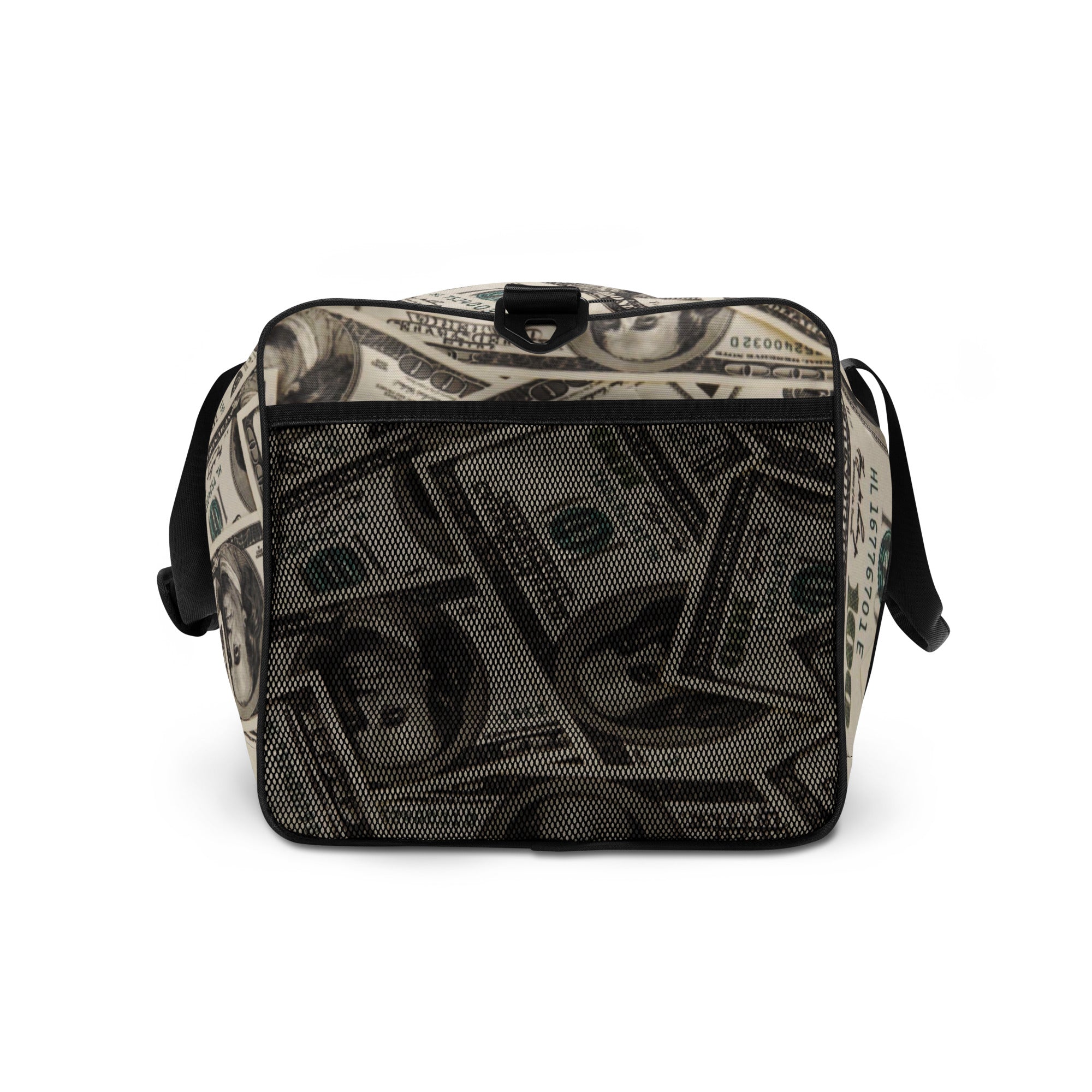 Money Cash Covered Duffle Bag with Big Ben Franklin Bust With Hustledelphia Brand Logos