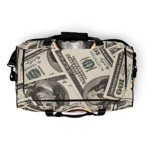 Money Cash Covered Duffle Bag with Big Ben Franklin Bust With Hustledelphia Brand Logos