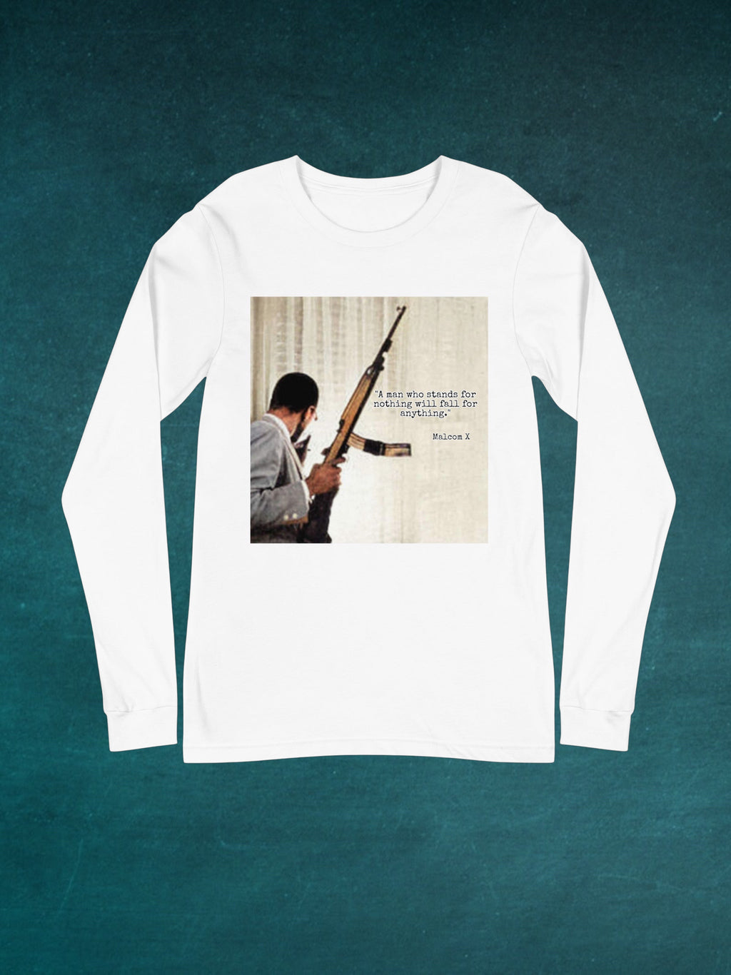 White Malcom X Standards Graphic Long Sleeve Shirt