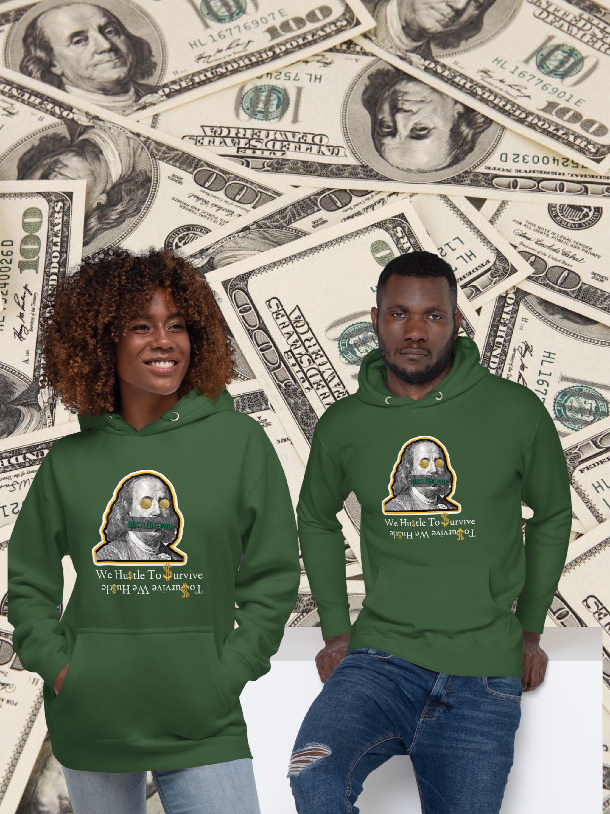 Green Hustledelphia Brand Logo Hoodie