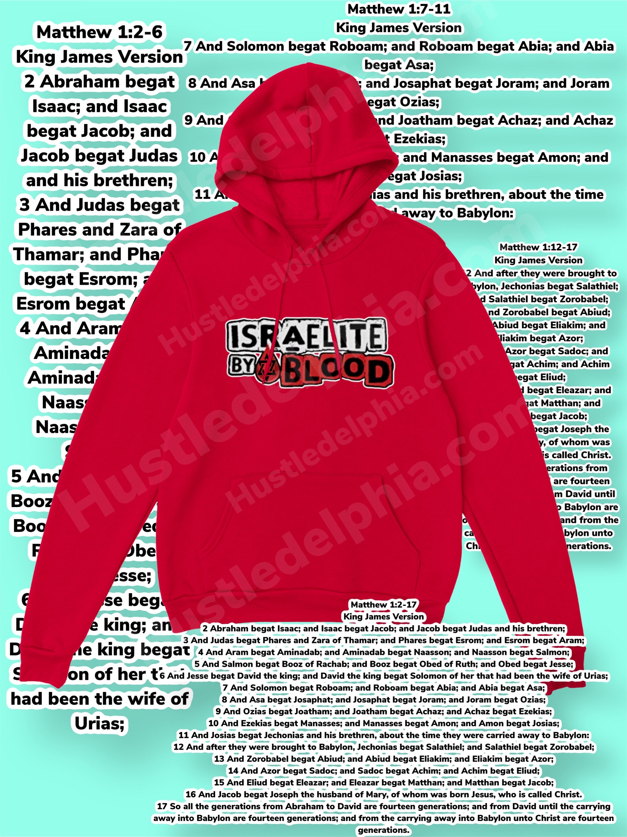 Red Israelite By Blood Hoodie Israelite Heritage National Identifying Graphic Sweatshirt Pullover