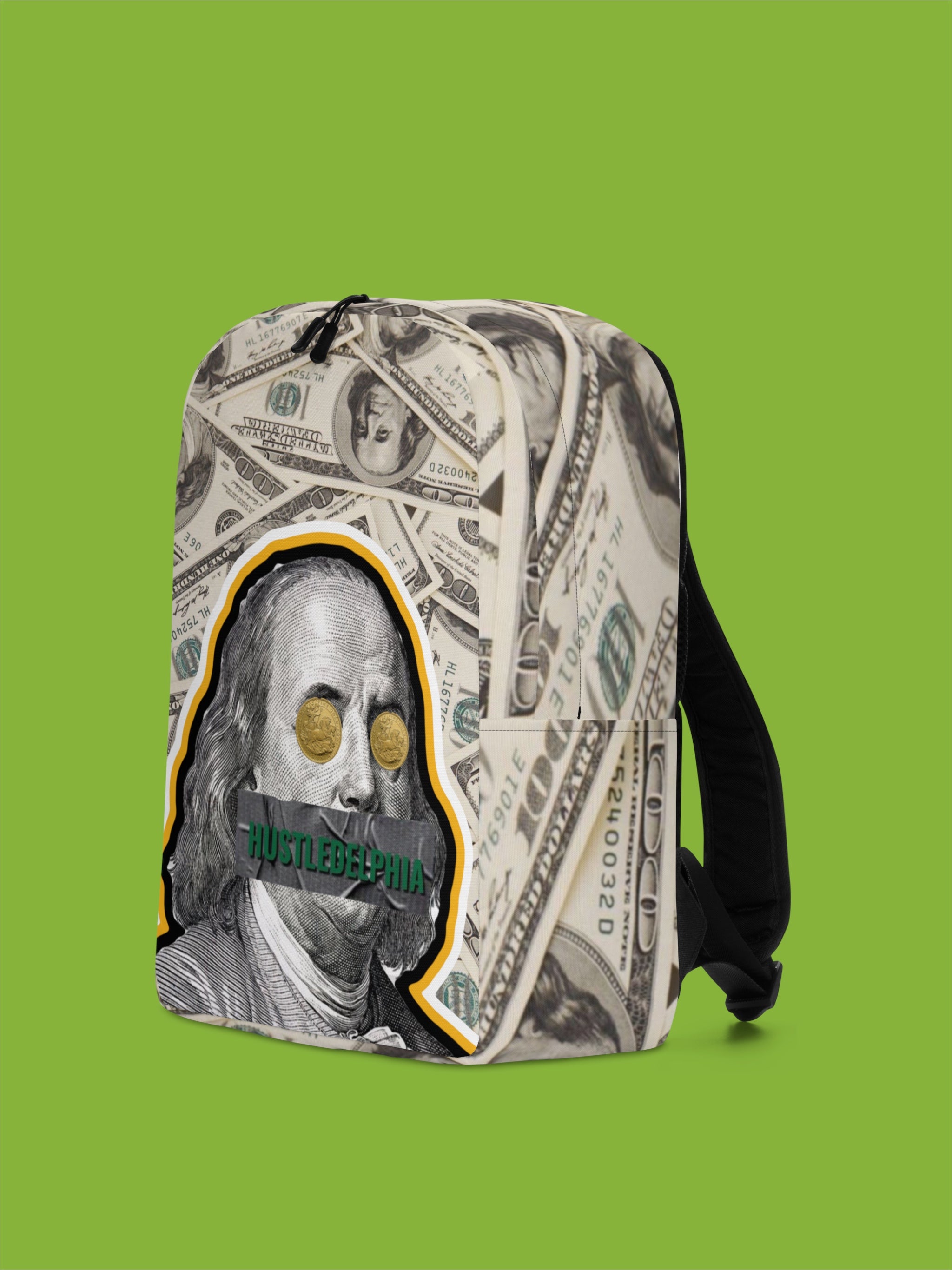 U.S. Hundred Doller Bill Covered Back Pack AKA Trap pack with Hustledelphia Brand Logo On It  