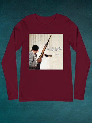 Burgundy Malcom X Standards Graphic Long Sleeve Shirt