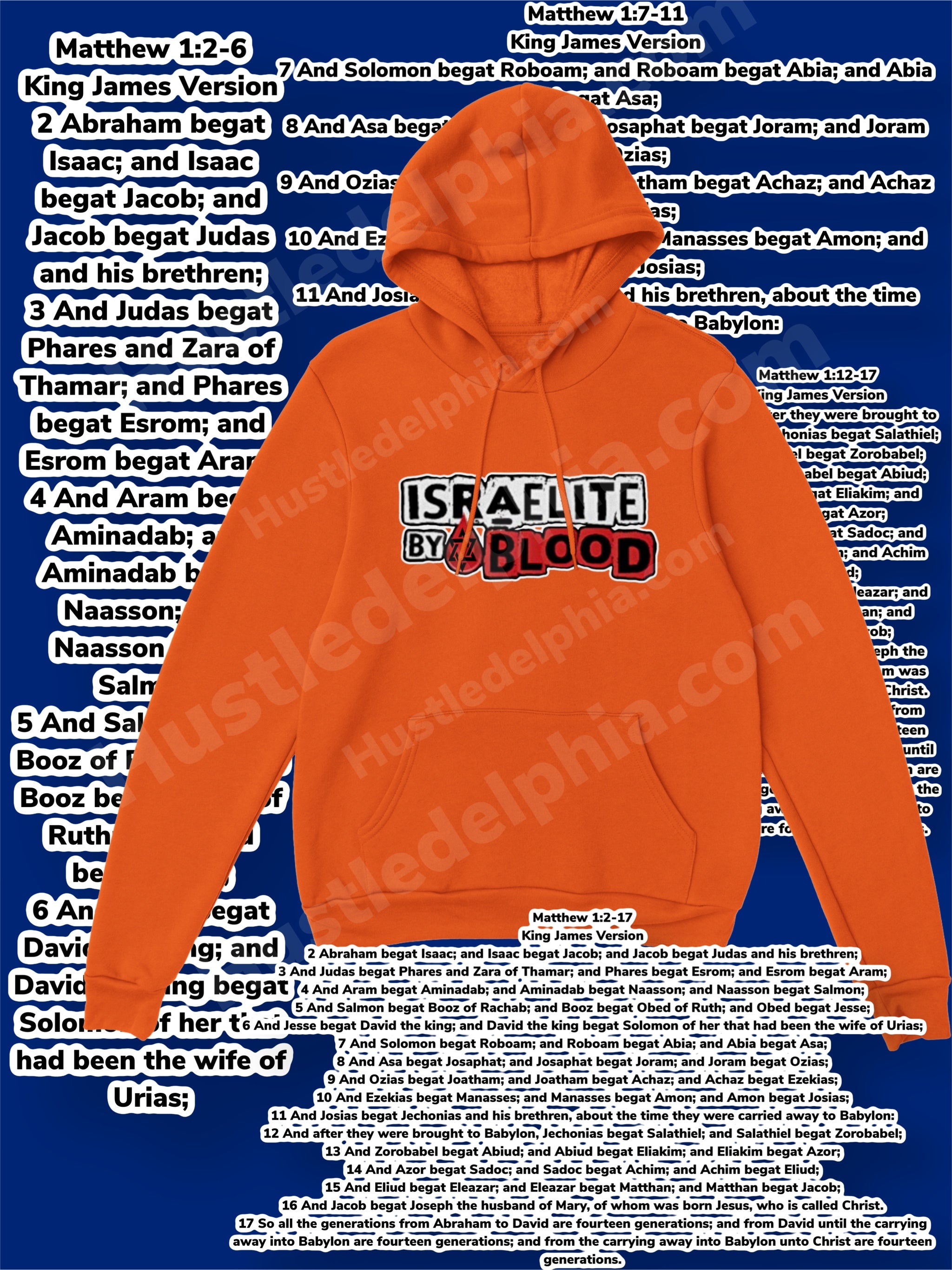 Orange Israelite By Blood Hoodie Israelite Heritage National Identifying Graphic Sweatshirt Pullover