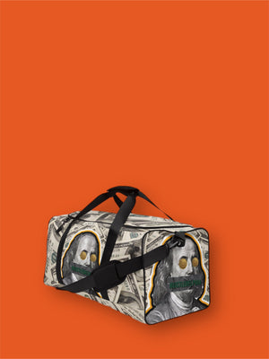 Money Cash Covered Duffle Bag with Big Ben Franklin Bust With Hustledelphia Brand Logos