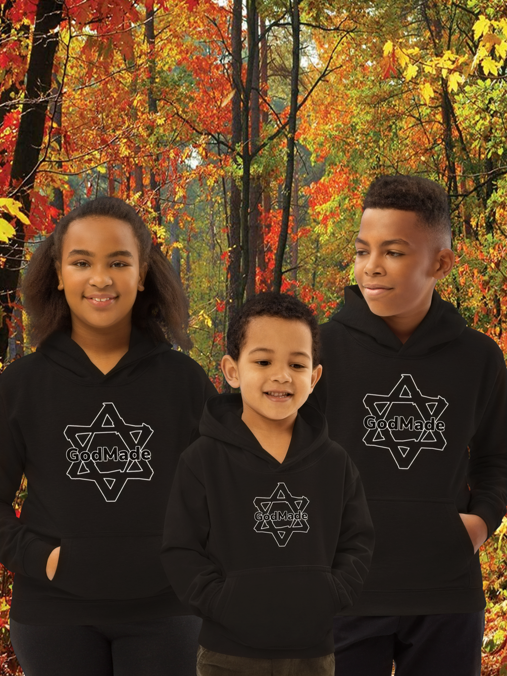 Unisex Black On Black God Made Children's Hoodie