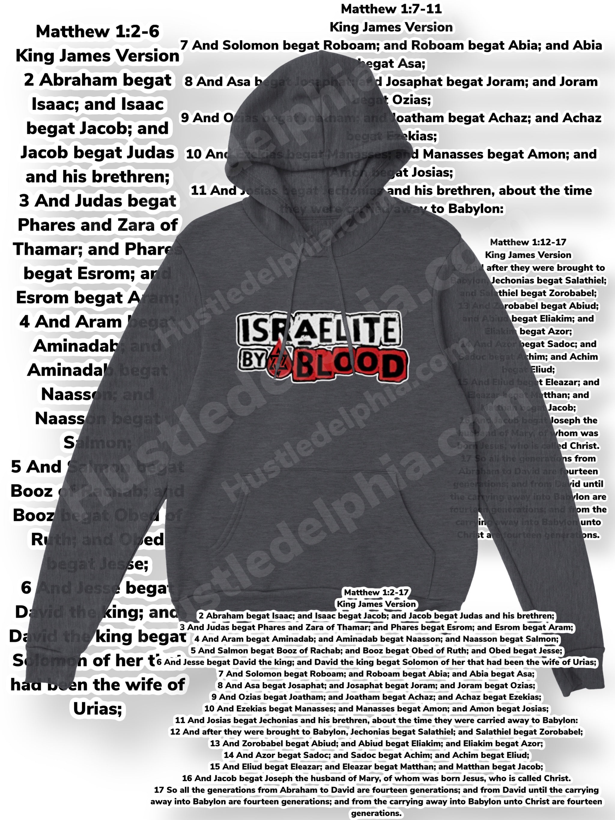 Heather Israelite By Blood Hoodie Israelite Heritage National Identifying Graphic Sweatshirt Pullover