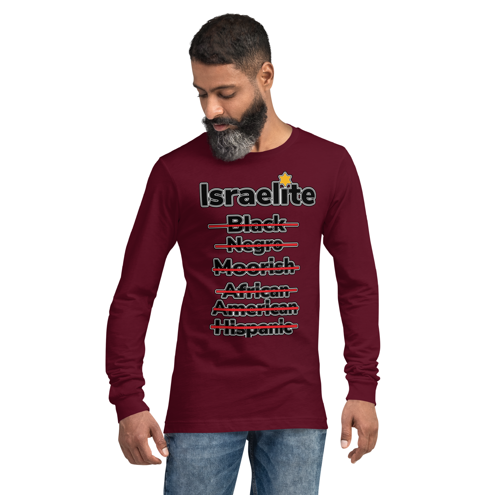 Burgundy Israelite National Identifying Long Sleeve Tee