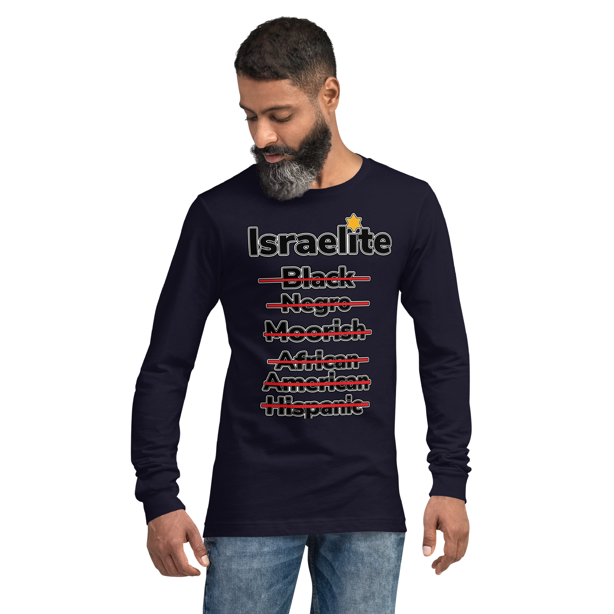 Navy Blue Israelite National Identifying Long Sleeve Tee