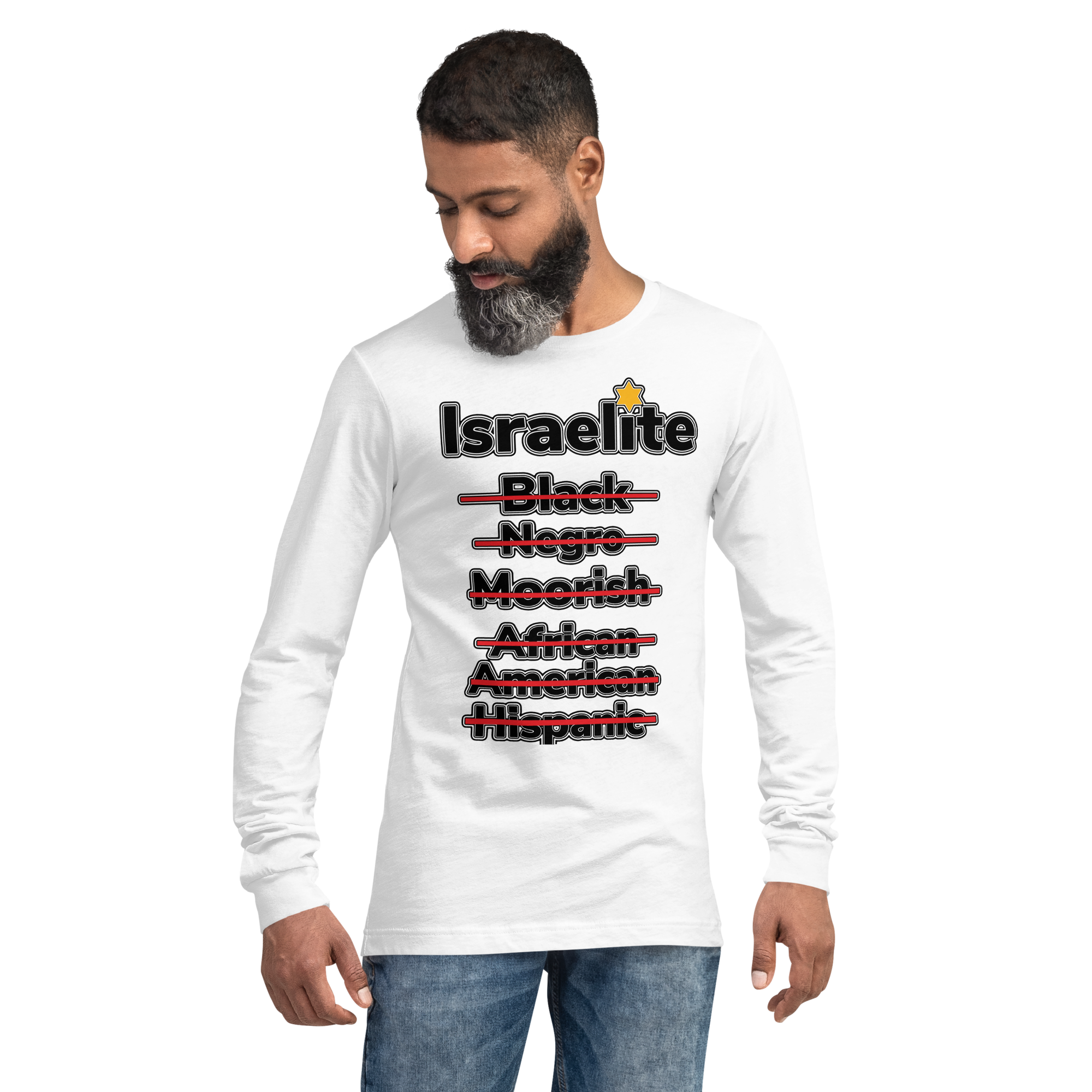 White Israelite National Identifying Long Sleeve Tee