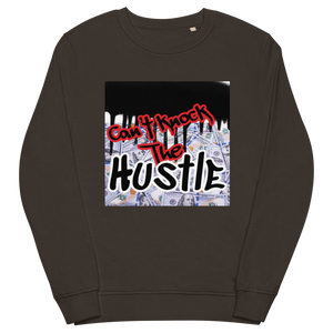 Black Unisex Jay-Z Inspired Graphic Crew Neck Sweatshirt which Graphically Reads Can't Knock The Hustle