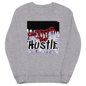 Grey Unisex Jay-Z Inspired Graphic Crew Neck Sweatshirt which Graphically Reads Can't Knock The Hustle