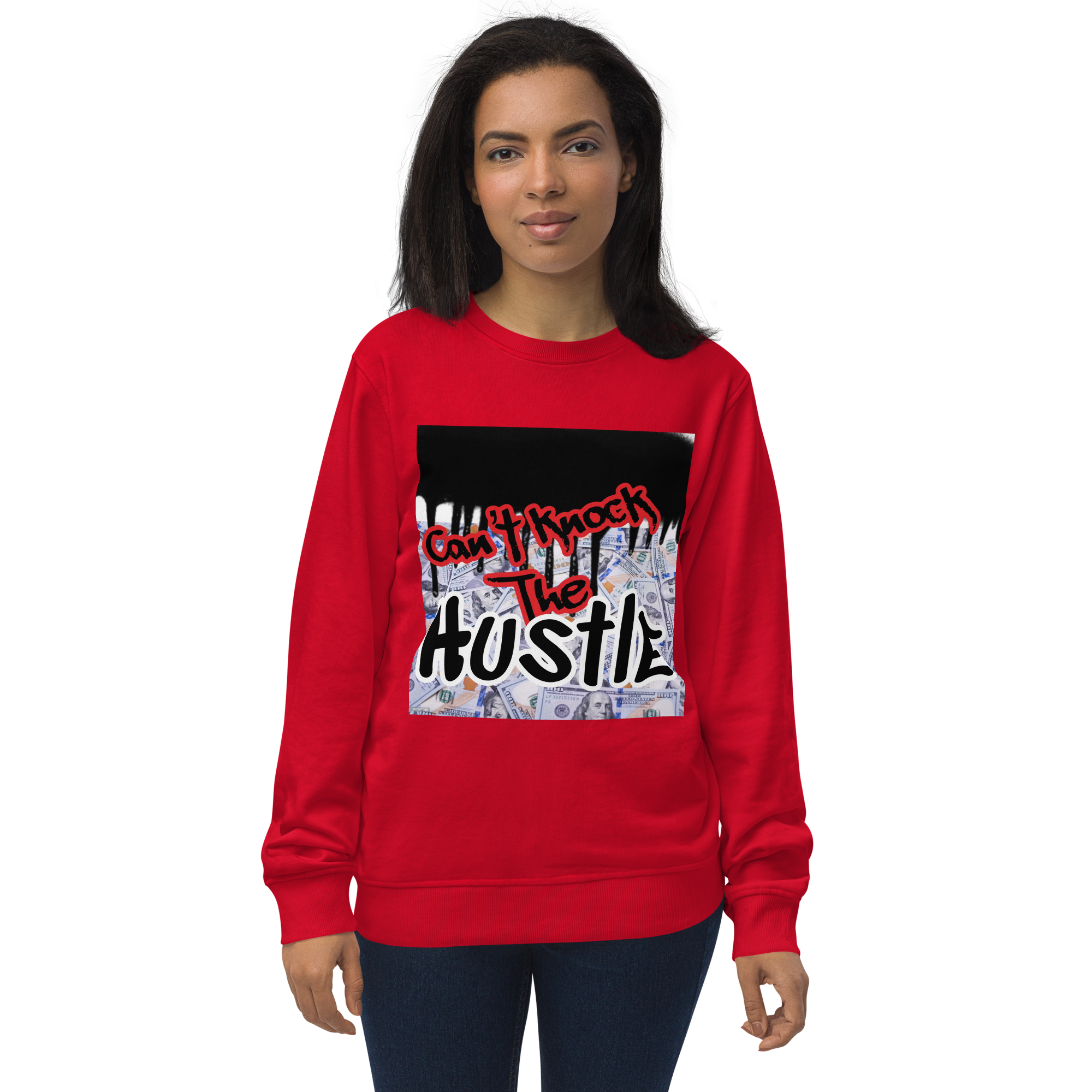 Unisex Jay-Z Inspired Graphic Crew Neck Sweatshirt which Graphically Reads Can't Knock The Hustle