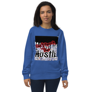 Blue Unisex Jay-Z Inspired Graphic Crew Neck Sweatshirt which Graphically Reads Can't Knock The Hustle