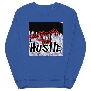 Blue Unisex Jay-Z Inspired Graphic Crew Neck Sweatshirt which Graphically Reads Can't Knock The Hustle