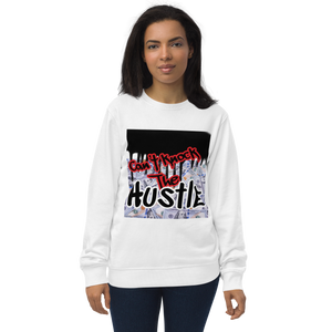 White Unisex Jay-Z Inspired Graphic Crew Neck Sweatshirt which Graphically Reads Can't Knock The Hustle