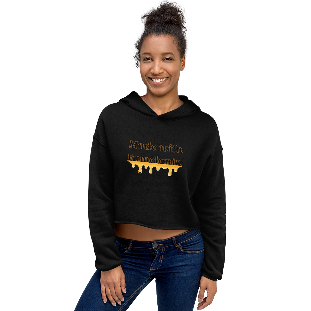 Women's Crop top Made With Eumelanin Melanin Black Pride Pullover Hoodie