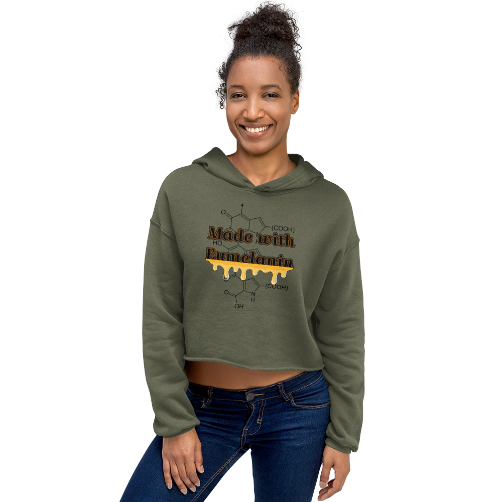 Women's Crop top Made With Eumelanin Melanin Black Pride Hoodie