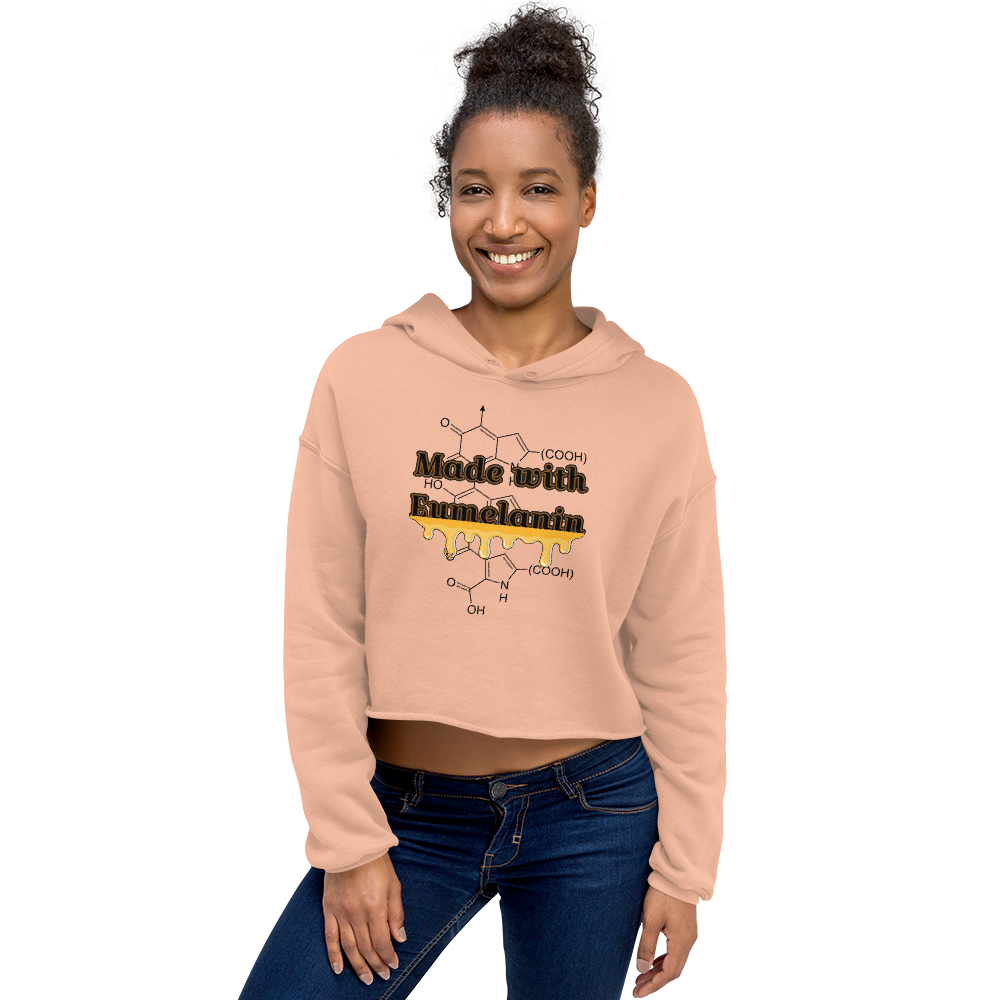 Women's Crop top Made With Eumelanin Melanin Black Pride Hoodie